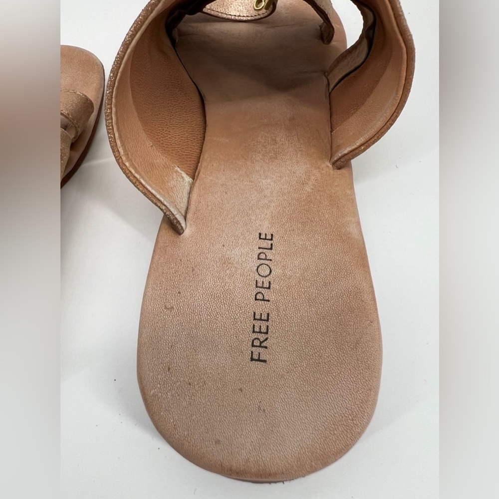 Free People Tan Metallic Suede Slide Sandals - Picture 4 of 6